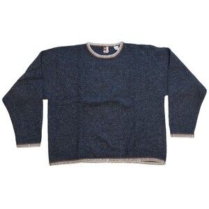 Easy Travel R.V. RV 100% Wool Gray Crew Neck Pullover Icelandic Sweater L XL